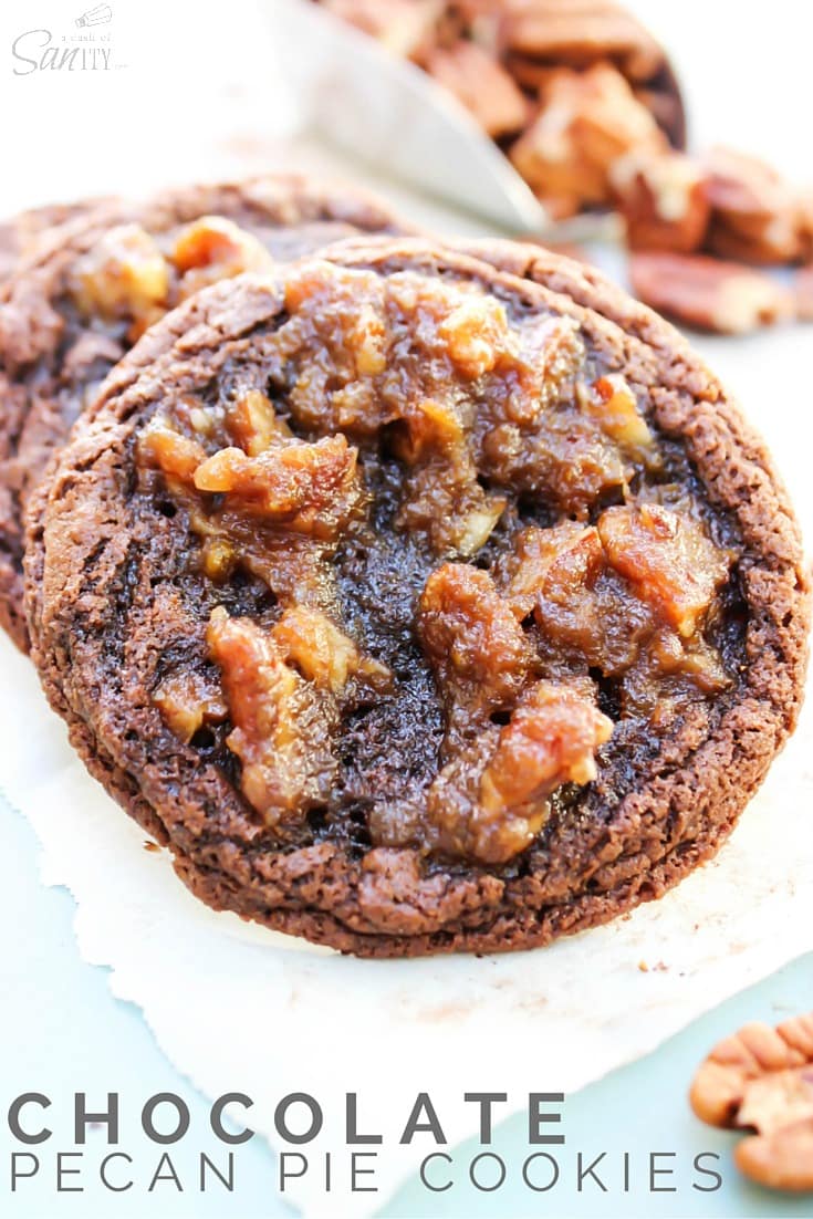 chocolate cookies, pecan pie filling, Chocolate Pecan Pie Cookies