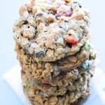 BEST EVER MONSTER COOKIES - loaded with M&M candies, peanut butter and oats, these are soft, chewy and irresistible. Making them the best cookie ever.