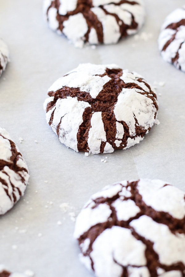 Chocolate Crinkle Cookies fudgy brownie cookies rolled in powdered sugar