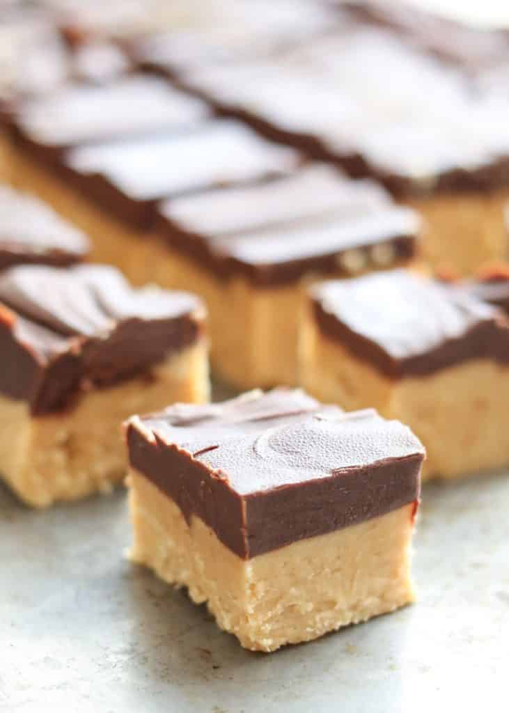 Buckeye Fudge- peanut butter fudge and dark chocolate fudge layered squares