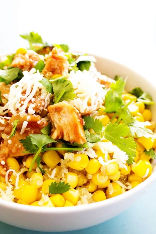 baked barbecue chicken & quinoa bowls