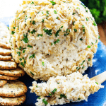 FRENCH ONION & BACON CHEESE BALL - Caramelized onions, Gruyere and cream cheese coated in crunchy fried onions and chives makes for an insanely delicious appetizer.