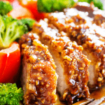 cashew pork, cashew, pork chops, boneless pork loin chops, cashew chicken, cashew sauce, broccoli, red peppers, oven fried, fried