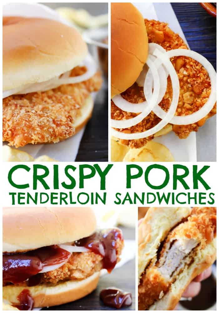 Crispy Pork Tenderloin Sandwiches deliciously crispy on the outside, tender and juicy in the center, these Iowa-inspired sandwiches will become a favorite. Crispy Pork Tenderloin Sandwiches deliciously crispy on the outside, tender and juicy in the center, these Iowa-inspired sandwiches will become a favorite.