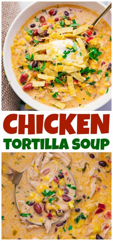 Chicken Tortilla Soup Crock Pot is full of flavor, easy to prepare and makes the house smell amazing. A perfect fall recipe & one that feeds a crowd. Chicken Tortilla soup in a bowl and slow cooker.